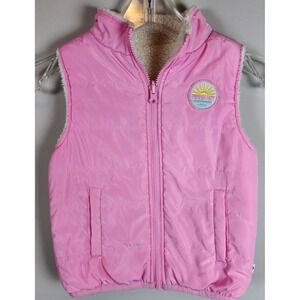 Piping Hot Pink Quilted Sherpa Lined Vest Girls Kids Size 6/7